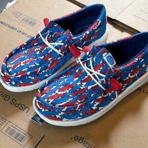 Hey Dude Men’s Size 8 Wally H2O Fish Camo Slip On Loafers Boat Shoes